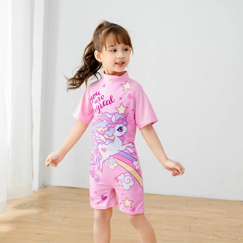 Short Sleeve One-piece Swimsuit for Girls and Boys