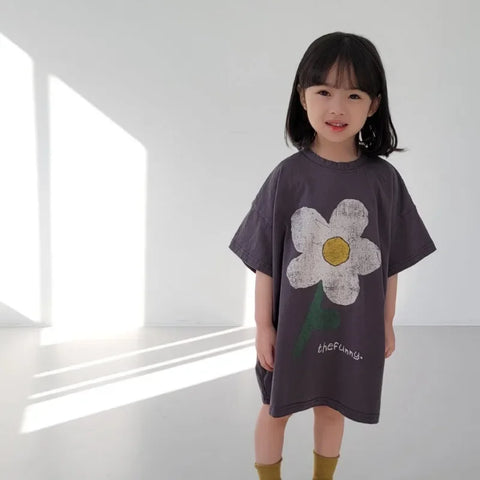 Summer Floral Print Girls' Casual Dress