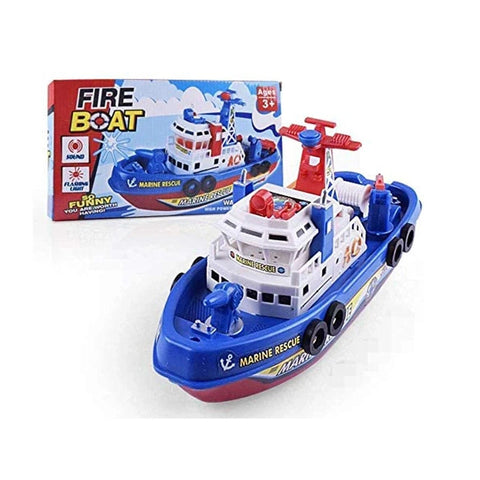 Marine Fireboat Bath Toy With Water Spray & LED Lights