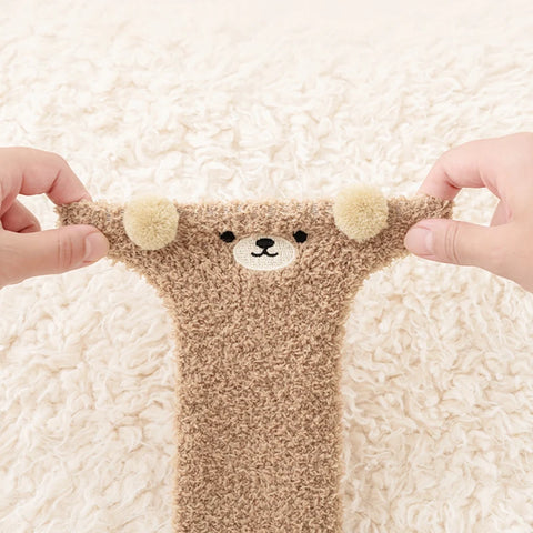Cartoon Plush Baby Socks - Cute Bear Winter Thigh-High Fleece Socks