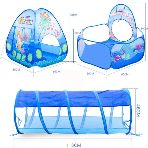 3 in 1 Baby Tent Playpen– Portable Kids Ball Pit, Crawling Tunnel, and Playground House