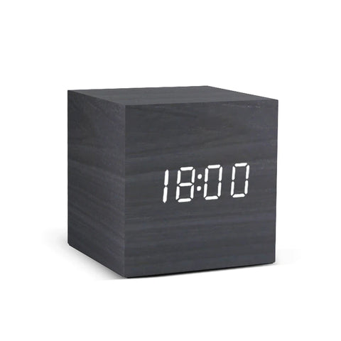 Wooden Digital Alarm Clock with Temperature & Sound Control