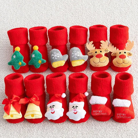 Baby Christmas Socks for Newborns – Cute Non-Slip Winter Cotton Socks for Infants