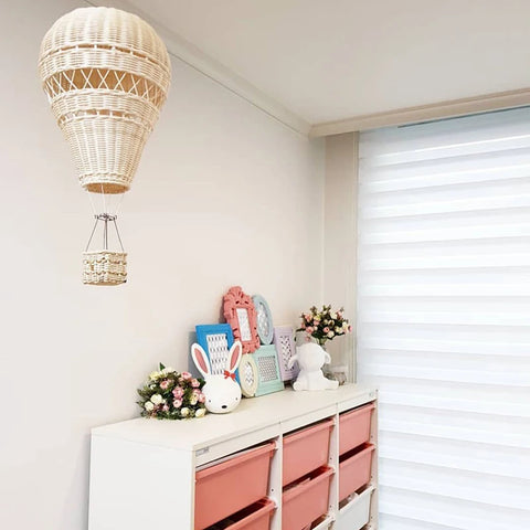 Rattan Hot Air Balloon Wall Décor - Elegant Room Decoration! Teeny Pandas