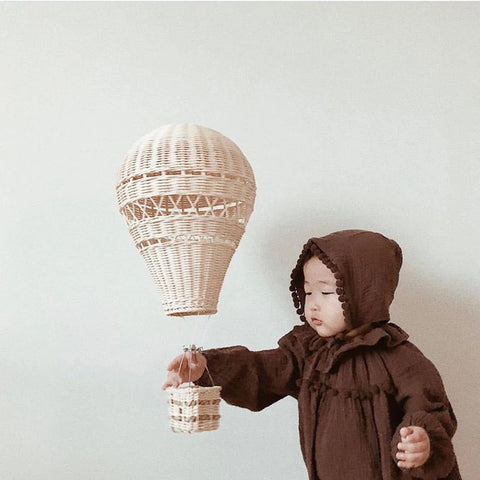 Rattan Hot Air Balloon Wall Décor - Elegant Room Decoration! Teeny Pandas