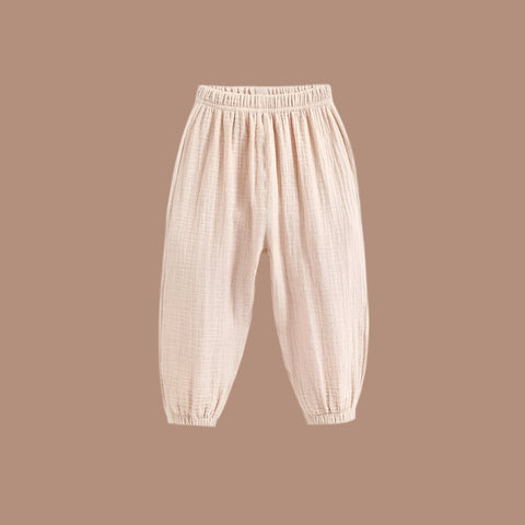 Summer Kids Cotton Linen Pleated Pants – Stylish & Comfortable Harem Trousers
