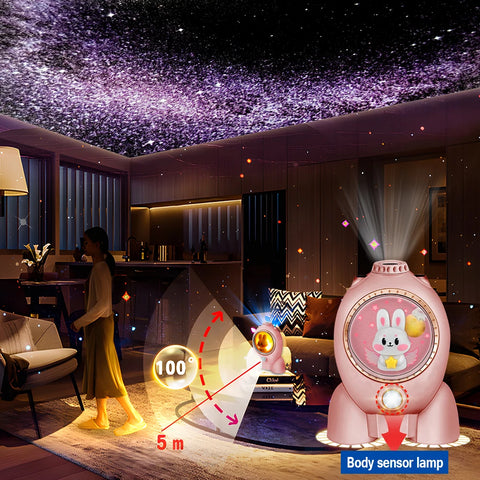 Rocket Galaxy Night Light Projector - 360° Rotate Starry Sky Lamp