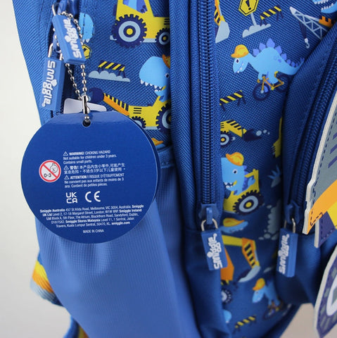 Cool Children's Schoolbag for Boys – Blue Construction Car Backpack for 4-7 Years