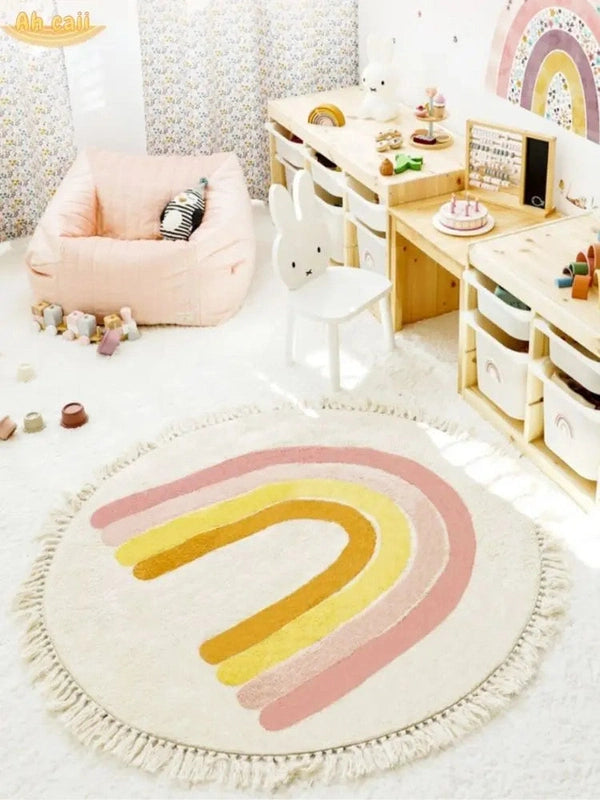 Round Tassel Kids Rug – Soft, Cozy & Stylish for Playful Spaces Teeny Pandas