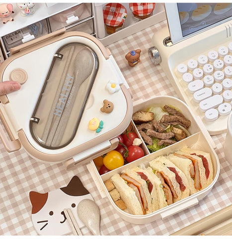Kid’s Insulated Bento Lunch Box – Leakproof, Microwave-Safe! Teeny Pandas
