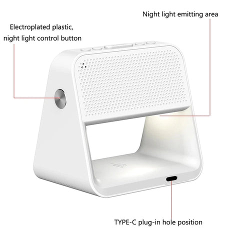 Bedroom Bedside Lamp Clock with Wireless Charging & Snooze Function