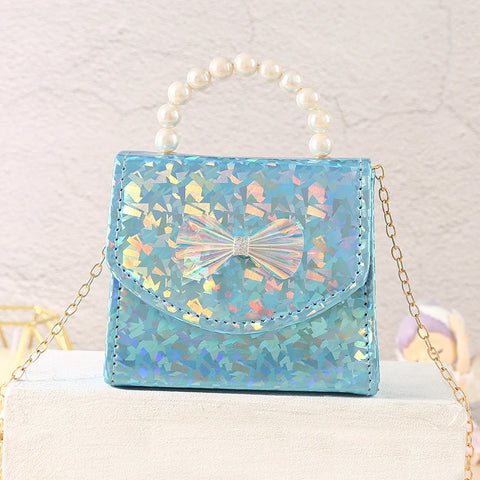 Sparkling Sequin Princess Handbag with Pearl Handle