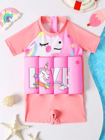 Kids Unicorn Floatation Swimsuit - With UPF 50 Protection! Teeny Pandas