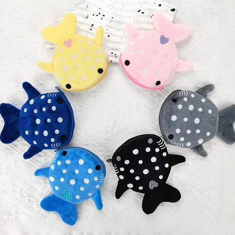 Multicolor Cute Plush Whale Fish Coin Purse for Kids