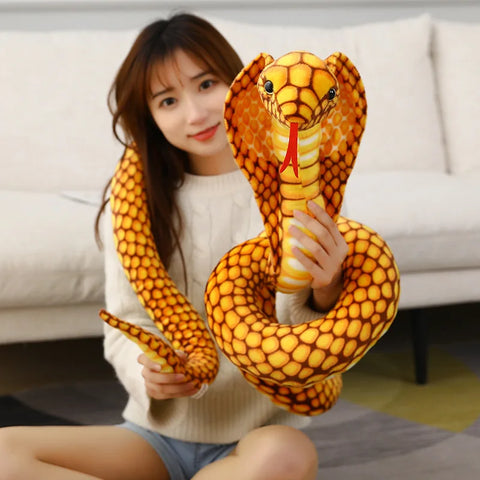 Simulated Colorful Cobra Plush Toy – Stuffed Snake Plushies