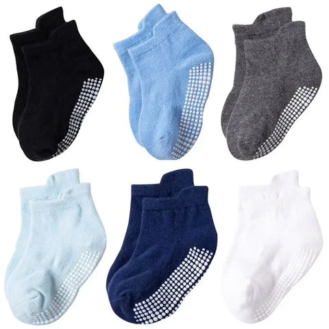 Six Pairs Spring and Autumn Anti-Slip Cotton Kids Socks