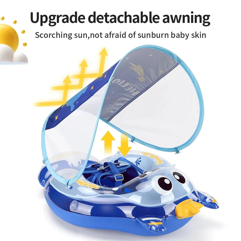 Toddler Inflatable Swim Float with Canopy - Safe Water Fun Teeny Pandas