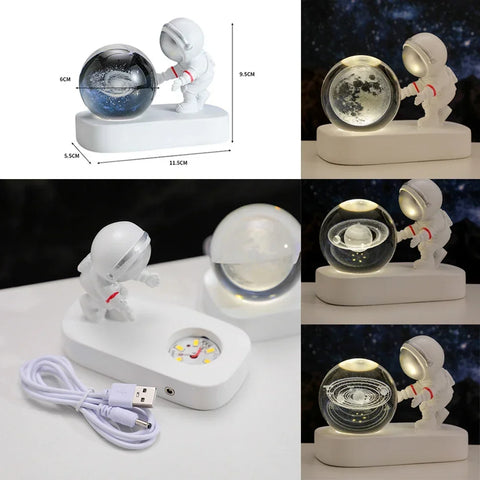 Astronaut Starry Sky Crystal Ball Night Light - Desktop Luminous Decoration!