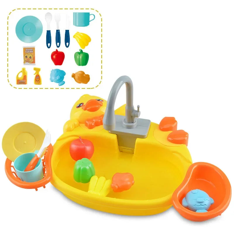 Interactive Kids' Kitchen Sink Playset with Real Water Flow Teeny Pandas