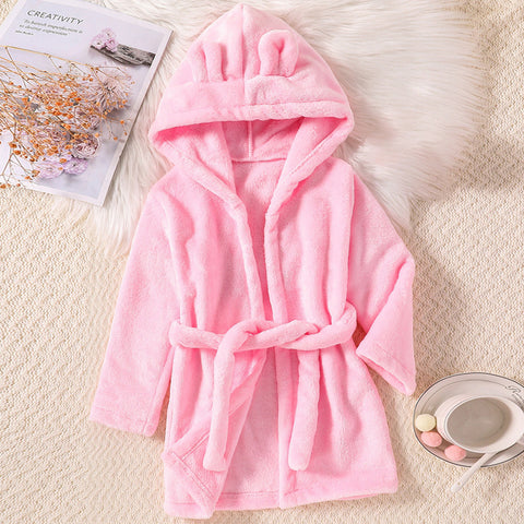 Winter Kids Hooded Flannel Bathrobe – Plush Pajamas for Boys & Girls
