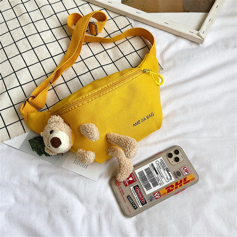 Kids Cartoon Bear Crossbody Waist Bag – Plush Chest Pack for Boys and Girls