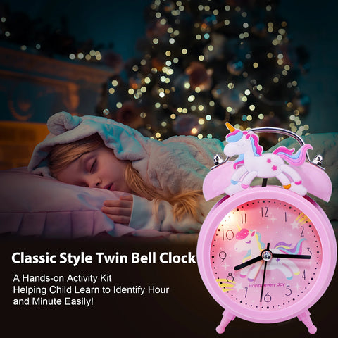 Pink Unicorn Children's Cartoon Alarm Clock - Cute Decoration for Kids Room