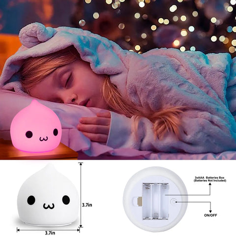 Mini Cute Water Drops Baby Night Light – 7 Color Touch Control