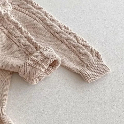 Girls' Sweater Long Sleeve Dress – Retro Ruffle Edge Knitted Wool Dress