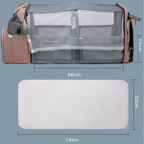 Nappy Bag Backpack with Changing Pad, Mosquito Net & USB Charging Port