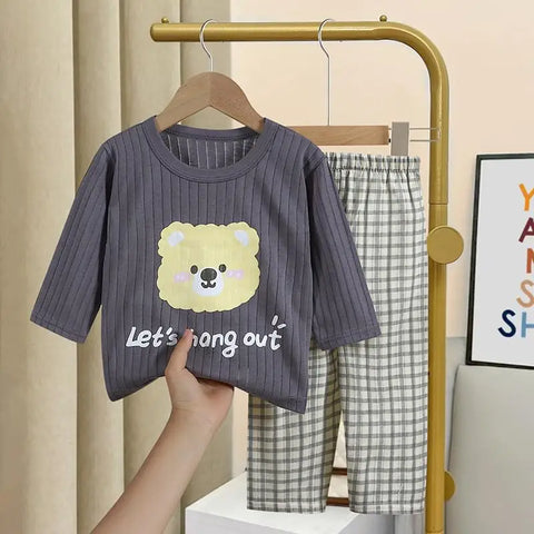 Autumn Casual Children Clothing Set – 2-Piece Pajamas for Kids