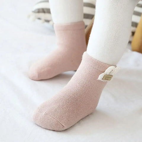 Three Pairs Warm Winter Baby Socks - With Cute Cartoon Design