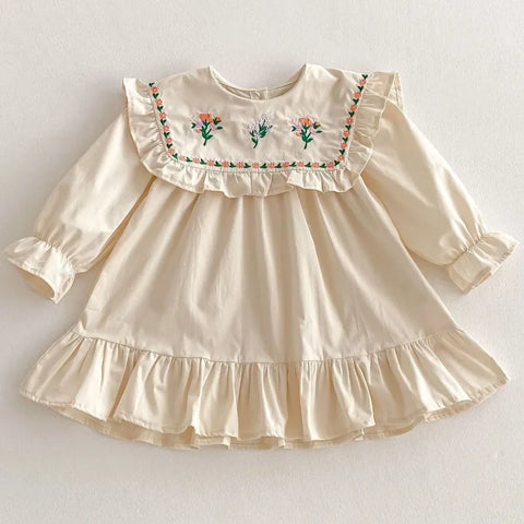 Girls Ruffle Long Sleeve Party Dress - Autumn Spring Princess Dress
