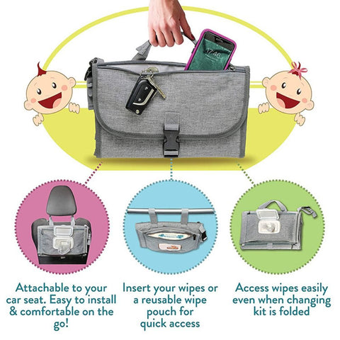 Portable Nappy Changing Pad with Pockets
