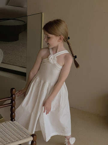 Elastic Spaghetti Strap Dress – Spanish Style Camellia Flower Sundress