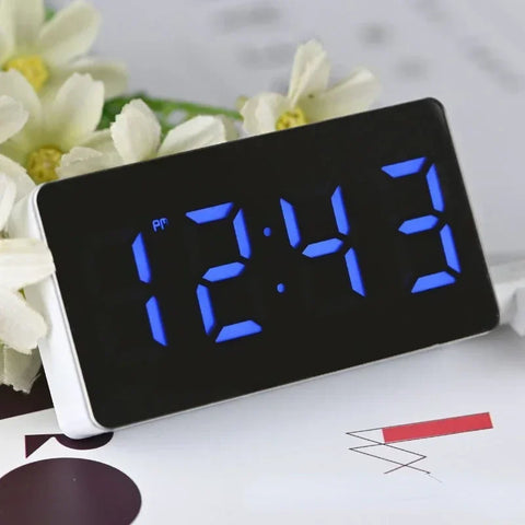 Mirror Table Clock with LED Light for Kids