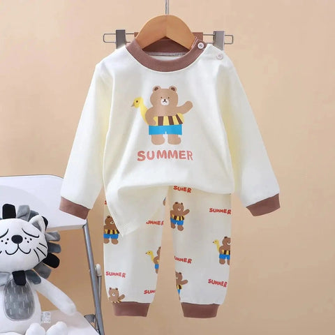 Cartoon Cotton Children's Pajama Set - 2-Piece Toddler Long Sleeve Outfit