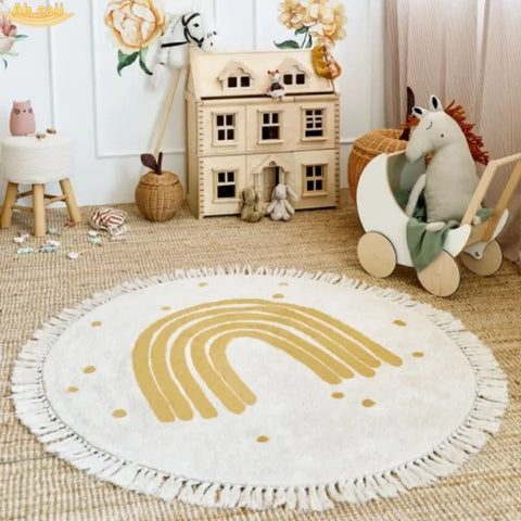 Round Tassel Kids Rug – Soft, Cozy & Stylish for Playful Spaces Teeny Pandas