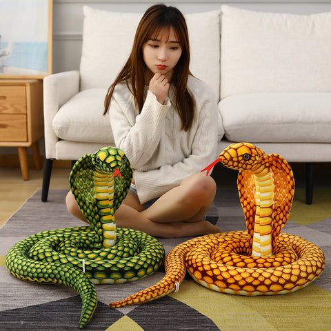 Simulated Colorful Cobra Plush Toy – Stuffed Snake Plushies