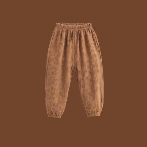 Summer Kids Cotton Linen Pleated Pants – Stylish & Comfortable Harem Trousers