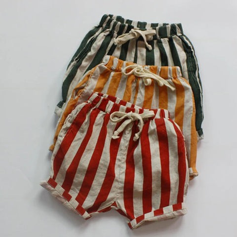 Summer Baby Girls & Boys Striped Shorts - Casual Kids Cotton Linen Pants
