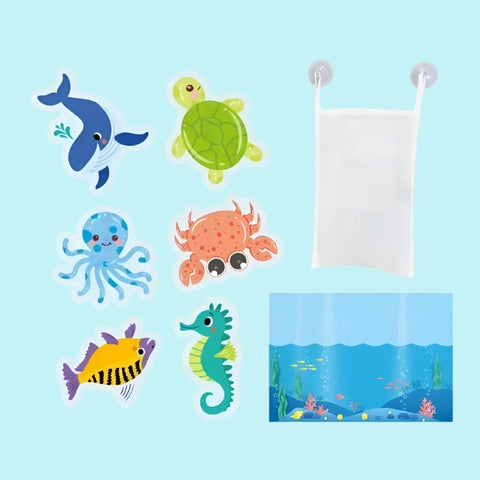 Baby Bath Puzzle Toy Set – Floating & Wall-Sticking