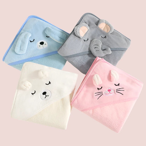 Cartoon Animal Baby Bath Towels - Warm Sleeping Swaddle Wrap