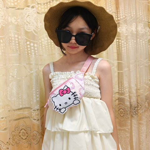 Cute Anime Cat Fanny Pack for Kids – Nylon Crossbody Bag
