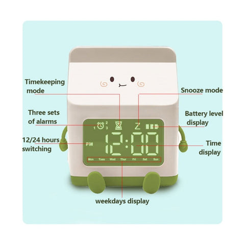 Multifunctional LED Milk Carton Alarm Clock - With Voice Control