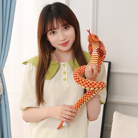 Simulated Colorful Cobra Plush Toy – Stuffed Snake Plushies
