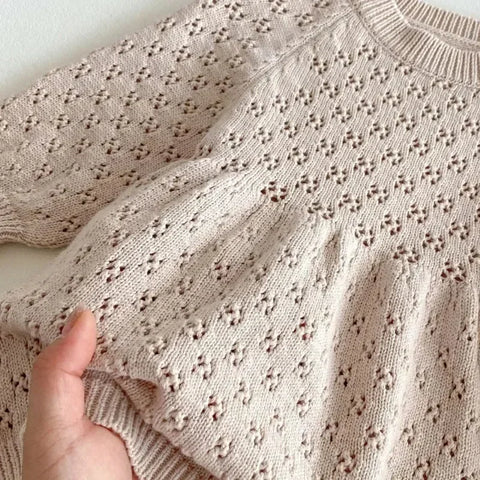 Girls Autumn Hollow Out Sweater Dress - Princess A-line Knitted Dress