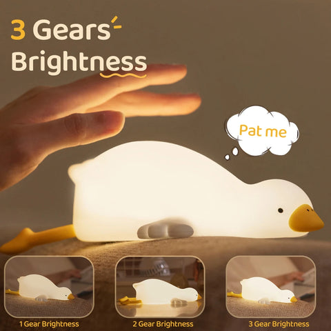 Cute Goose Silicone Nursery Night Light - Rechargeable with Touch Sensor