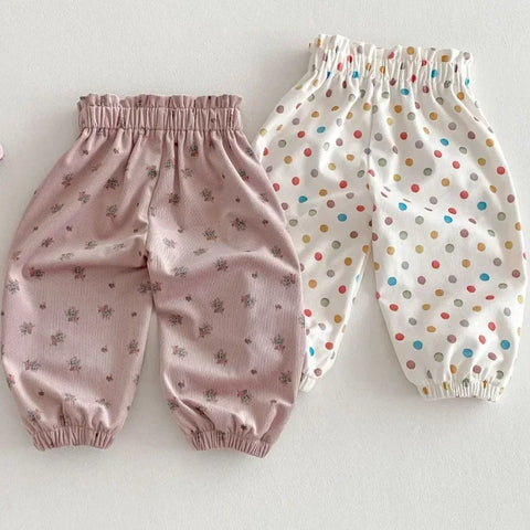 Spring New Children’s Polka Dot Harem Pants – Korean Style Floral Jogger Sweatpants