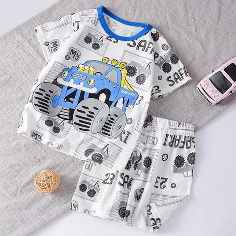 Baby Clothing Summer Tracksuit Set – Cartoon Cotton Set for Kids