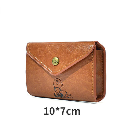 Vintage Cartoon Three-Fold Wallet – PU Leather Coin Purse and Card Holder